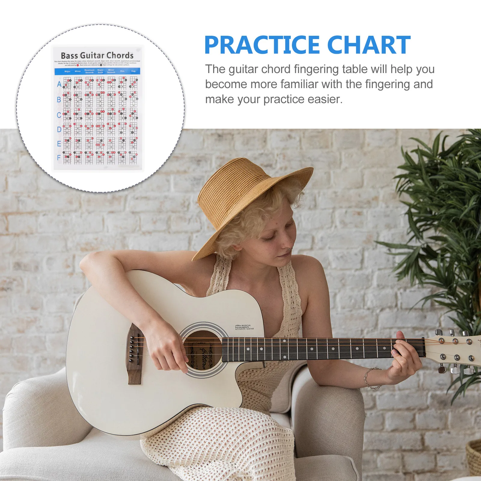 

1pc Guitar Chord Practice Tools for Beginner Electric Bass 4 String Electric Bass Chart Chart Learning Guide