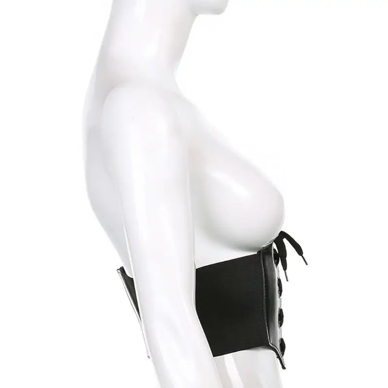 652F Korset Push Up Punk Korset Hitam Putih Korset Pinggang Goth Klip Pinggang Harajuku untuk Gaun Pembentuk Pinggang Antik