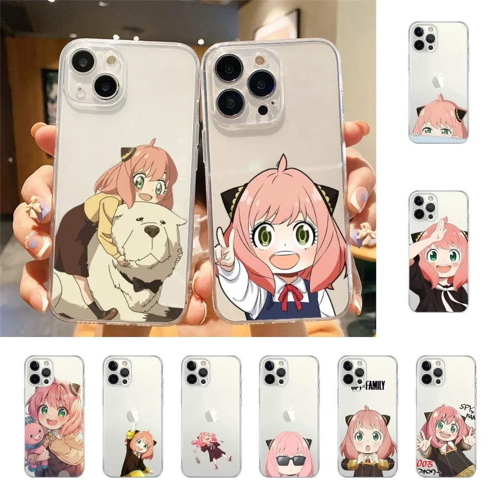 Anime Spy X Family Anya Phone Case For Iphone 15 11 13 14 Pro Max 7 8 Plus X Xr Xs Max Se2020 12mini Transparent Cover