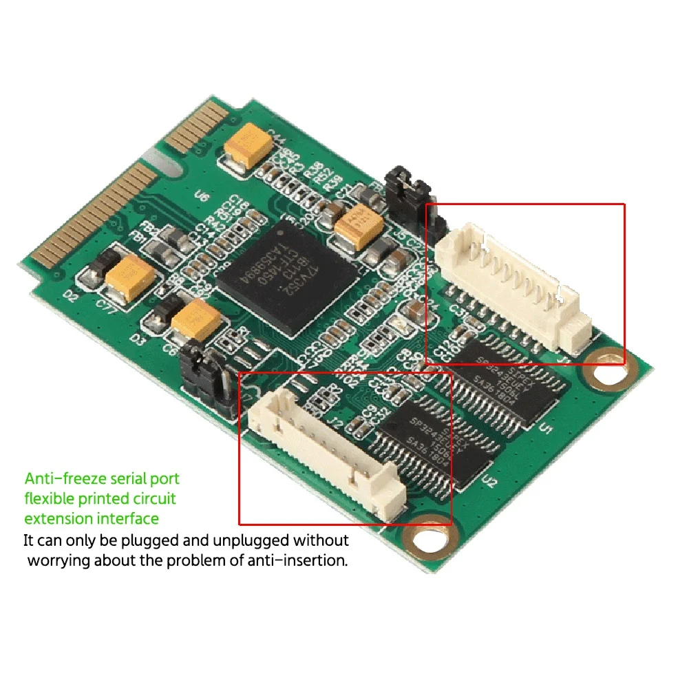 AU32-Mini PCIe to Rs232 2 Ports Db9 Com Half Size Mini PCI Express Serial Port Industrial Controller Card EXAR 17V352