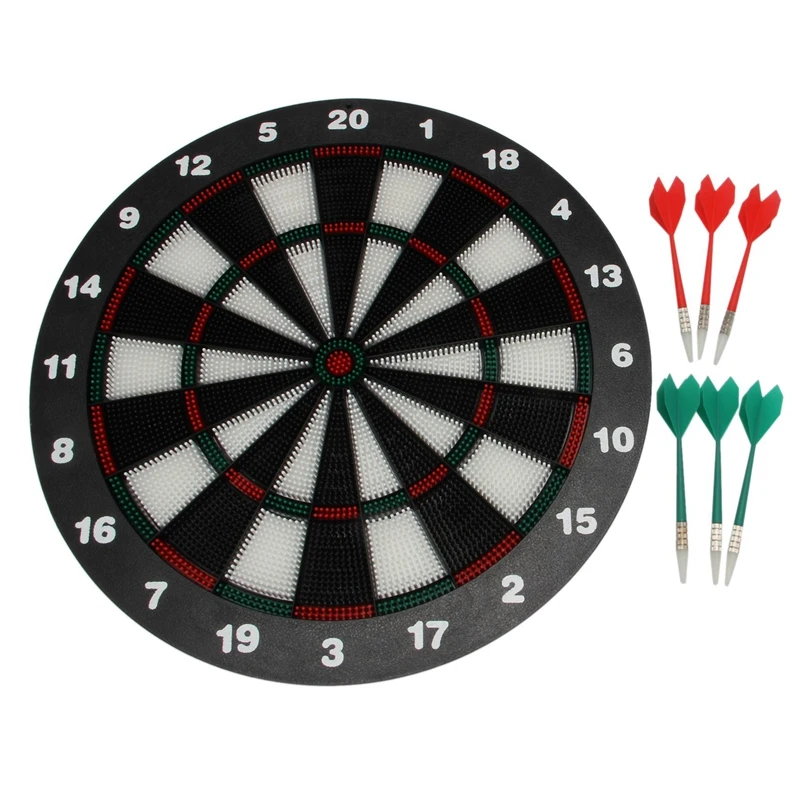 Hot Dart Board 16.4 Inch With 6 Rubber Safety Tip Darts Dartboard Game Set Office Relaxing Sport Family Leisure Time