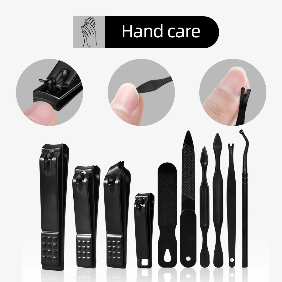 26Stainless Steel Nail Clipper Cutter Trimmer Earpick Grooming Kit Manicure Pedicure Scissor Tweezer Nail Tools Set