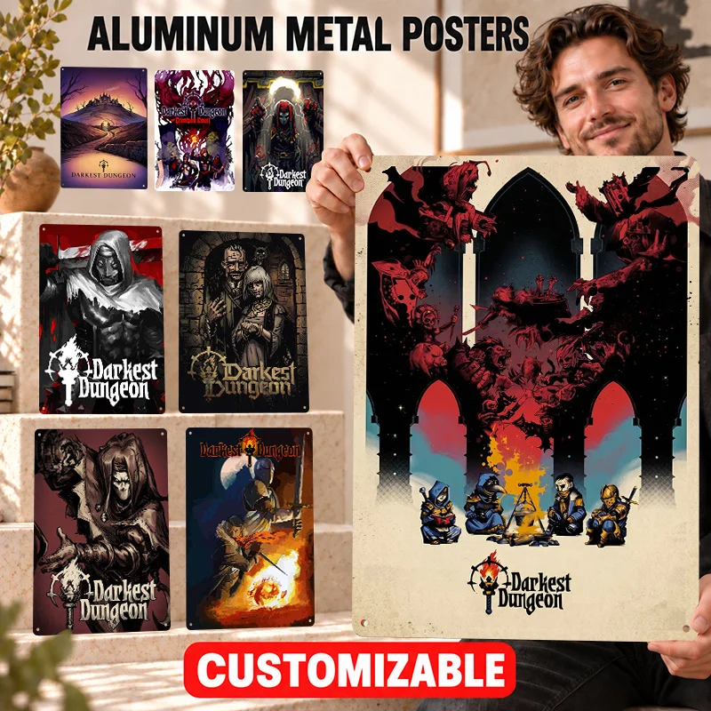 Darkest Dungeon Textured Metal Posters Bold Decorative Graphic Bedroom Wall Art Customized Aluminum Sign Dark Fantasy Fan Gift