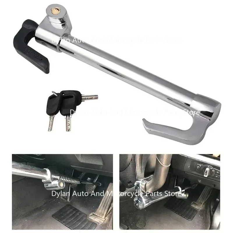 Car Steering Wheel Anti-Theft Lock Brake Lock Retractable Double Hook Car Clutch Pedal Lock For Car Truck SUV Van Security