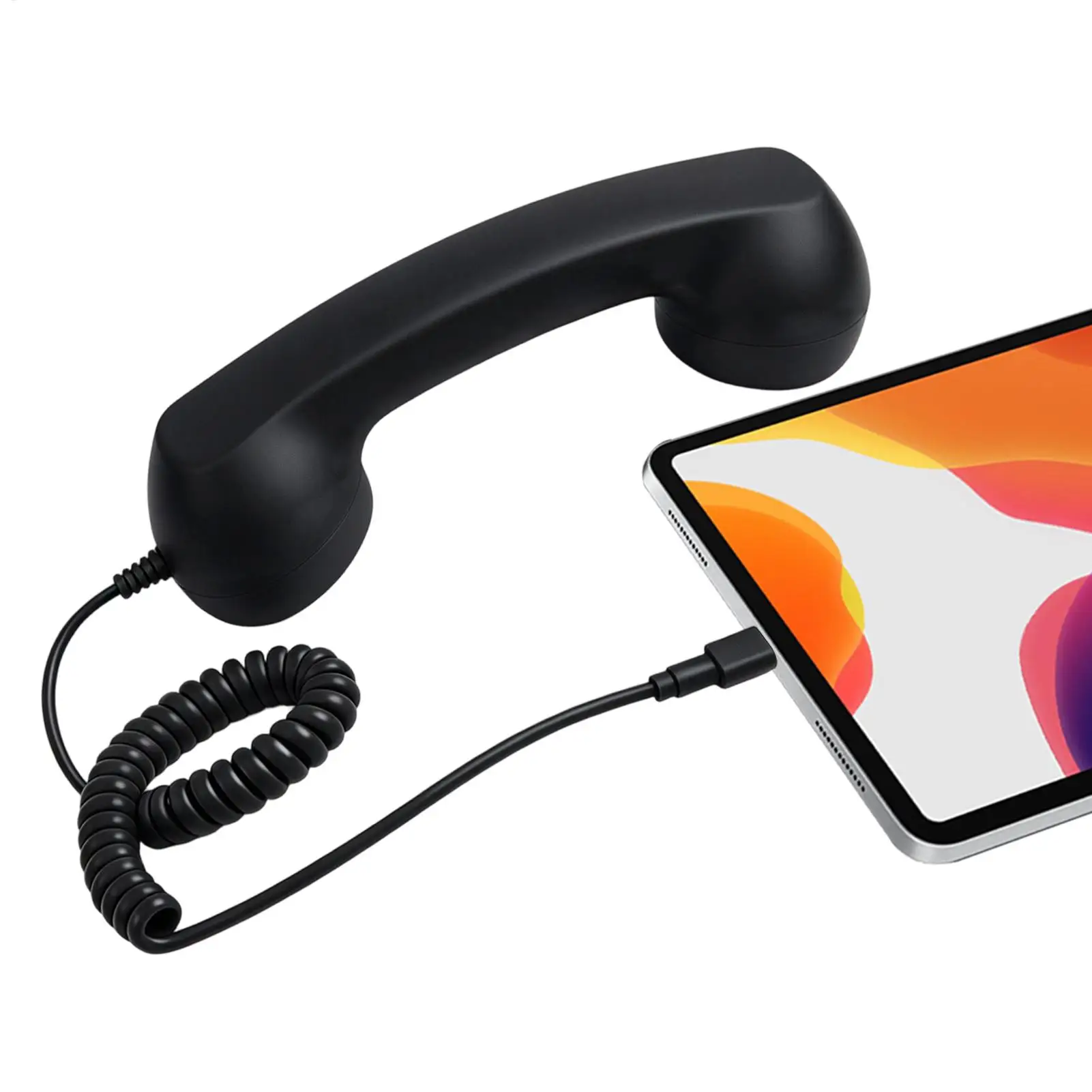 Retro Ring Phone Type-C Clear Audio Landline Speaker with Microphone Telephone Handset for Cell Phone for Classroom School