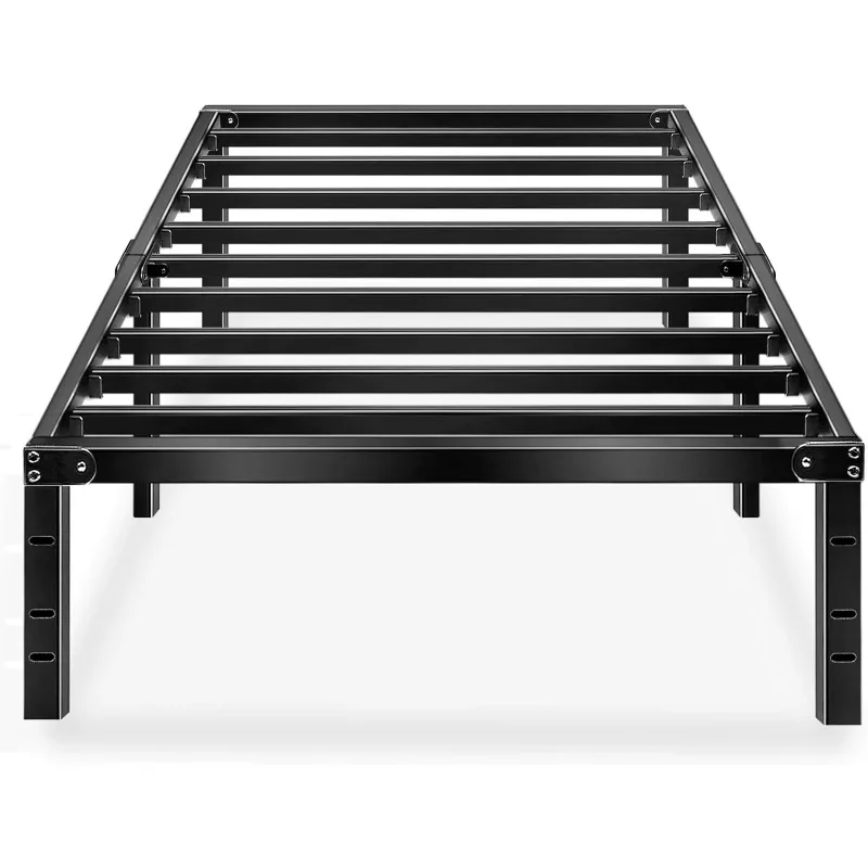 

HAAGEEP Black Twin Metal Bed Frame No Boxspring Needed 14 Inch Beds Frames with Storage for Kids Girls Boys, at