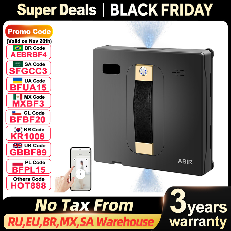  Robot Window cleaner ABIR WD8,Dual Water Spray,Smart Memory,High Vacuum Suction, Laser Sensor, Home Wall Glass Cleaning Robot 