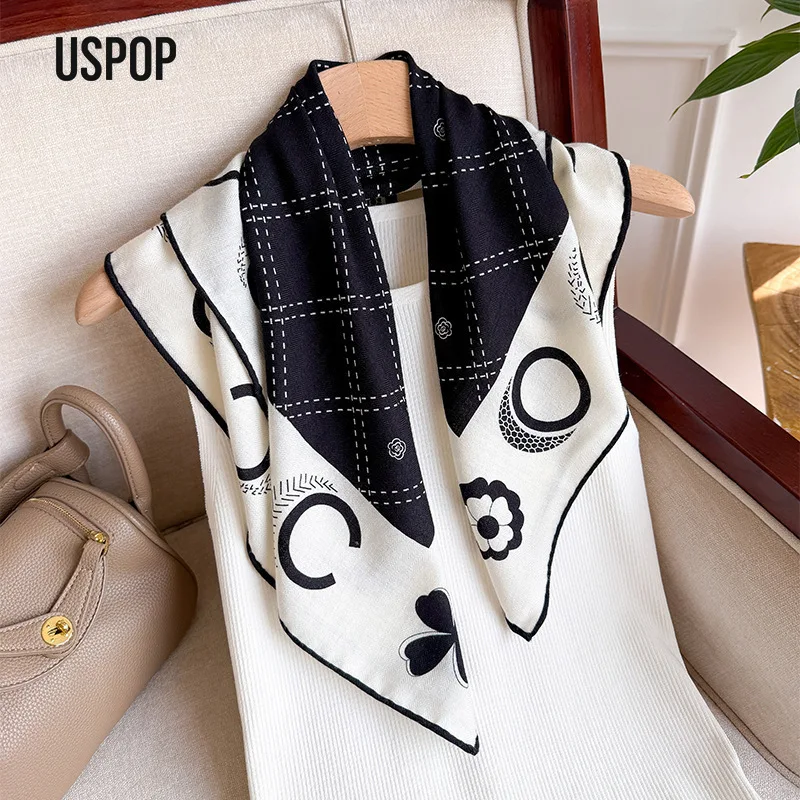 

Женский квадратный шарф из шелковой шерсти USPOP с классическим узором пейсли — весенняя мода, мягкий, теплый и универсальный