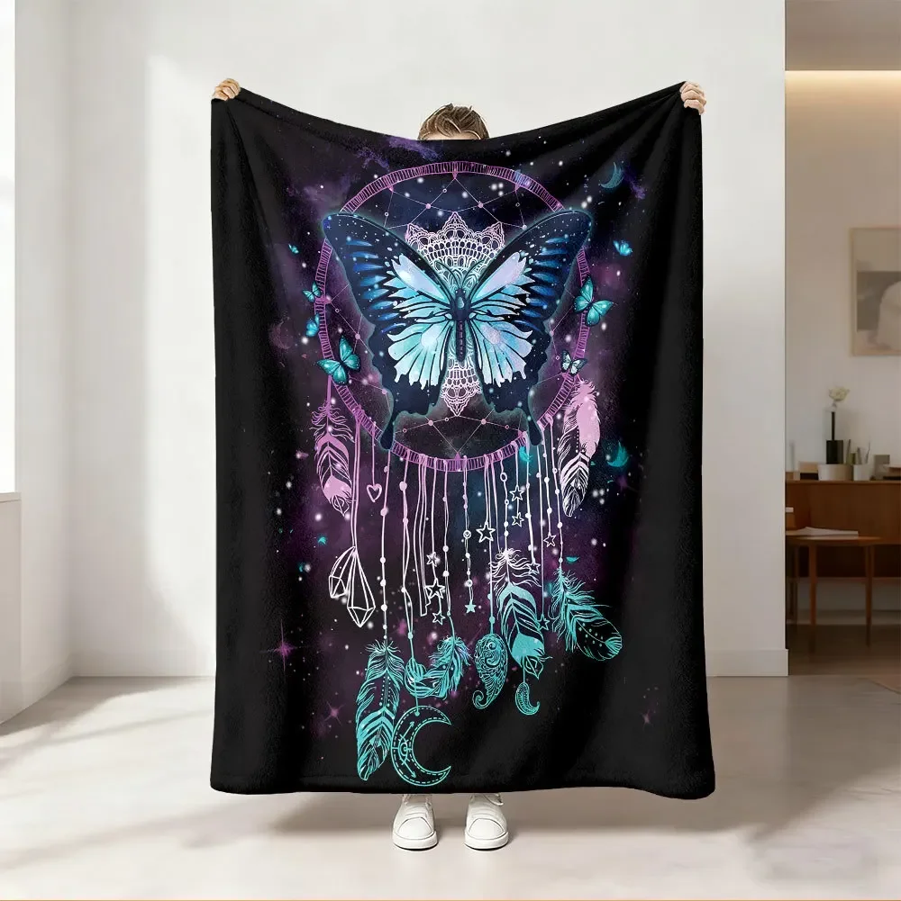 Lilac Butterfly Blanket 3D Rose Flower Painting Throw Couch Cover Luxury Embossed Plush Blankets Bedroom Decor Sofa Bedding