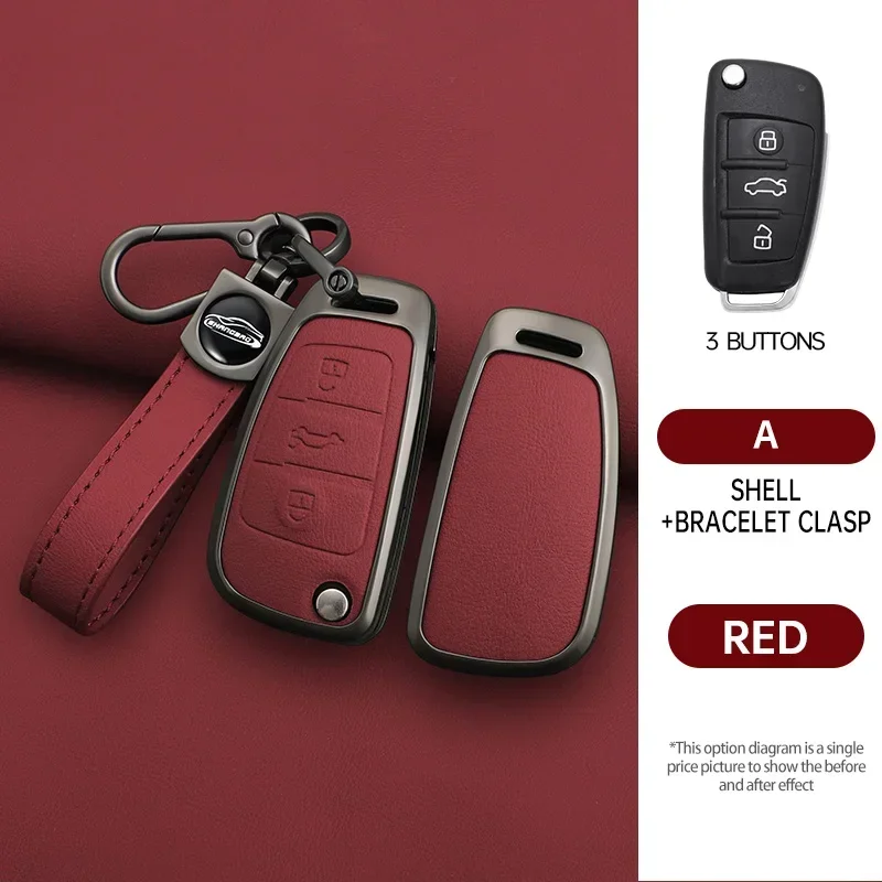 

Zinc Alloy 3 Buttons Leather Car Key Cover Case For JAC S2 Refine S3 S4 S5 S7 R3 A5 3button Key Accessories Key