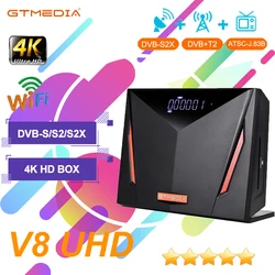 GTMEDIA-Récepteur satellite V8 UHD DVB-S/lt/ S2X,DVB + T/T2/ISDB-T/C, 4K HD H.disparates, WiFi 2.4G intégré, Full PowerVu TV Récepteurs