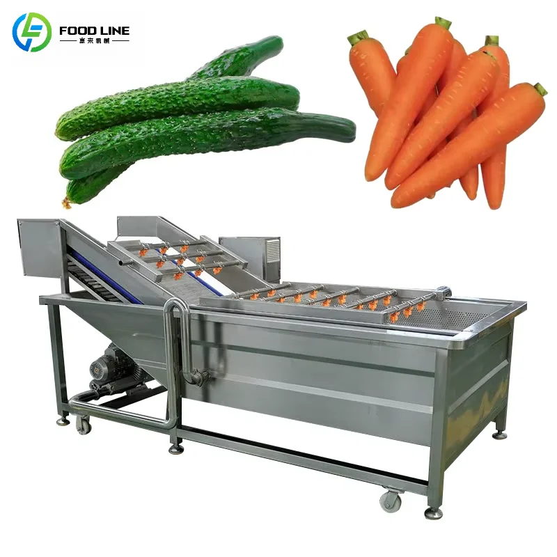Customized Commercial Fruit Vegetable Washing Machine Stainless Steel Bubble Cleaner Conveyor Anti-corrosion and Durable