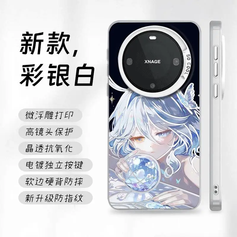 Furina menina focalors bola de cristal caso telefone para iphone 11 12 13 14 15 16 17 pro max plus ar mini genshin impacto capa traseira