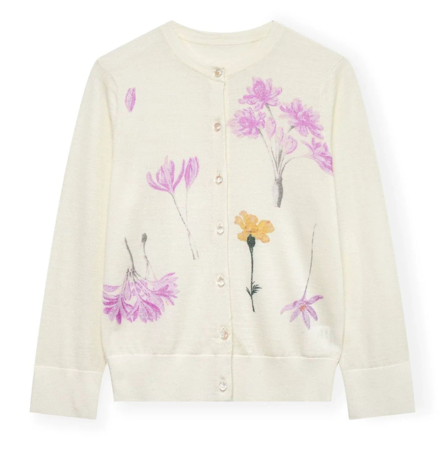 

Newest Fashion Knitted Cardigans 2025 Autumn Winter Knitwear Lady Purple Floral Prints Long Sleeve Casual Soft Wool Coat Outwear