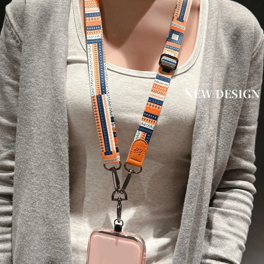 

Lanyard Long Cross-Body Straps Keychain Love Ring Design Wide Rope for Mobile Phone Accessories
