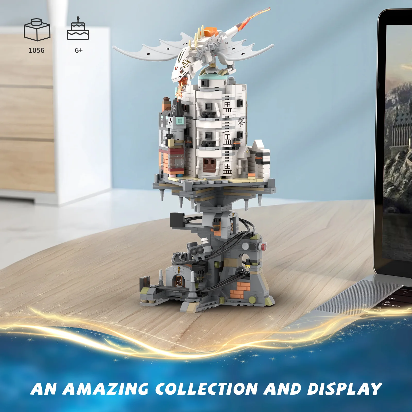 

Idea Movie Gringotts Building Block Dragon Magic Castle Wizarding Bank Construction Brick Model Sets Toys Collection For Gift