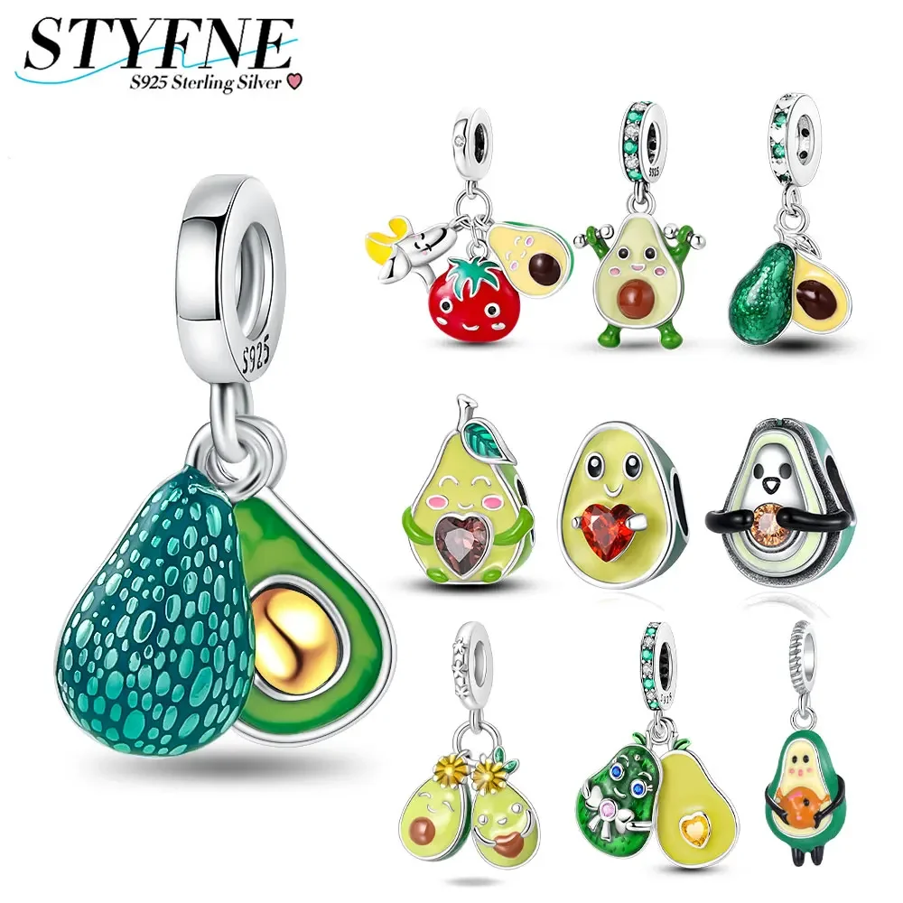 

Оригинальные стерлингового серебра 925, фруктовые закуски, авокадо, банан, помидор, серия, очаровательные бусины для женщин, браслет «сделай сам», бутик ювелирных изделий, подарок