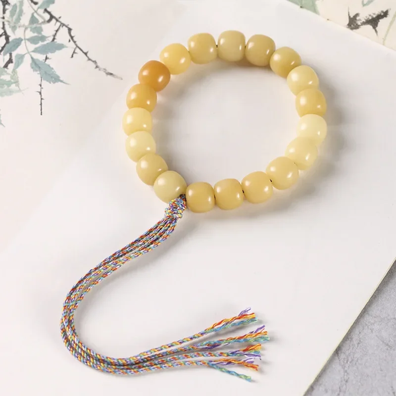 Naturally Weatherized Bodhi Root Buddha Beads DIY Old Beads Milk Mans Color Fresh Single Circle Bracelet Auspicious Ruyi Jewelry