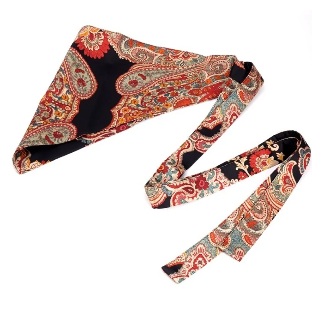 Cintura triangolare in stile etnico con stampa Cintura triangolare floreale in stile cinese Jeans Decor Accessori di abbigliamento