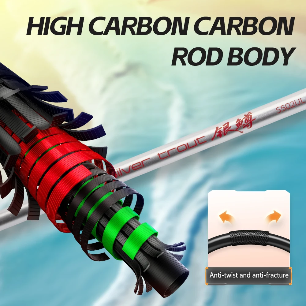 FISHINGFANS ORCA UL L Power Carbon Solid Tip Angelrute 1-7g 2-12g Ködergewicht 5' 5'6'' 6' 6'6'' Crappie Forelle Leichte Ultraleichte Angelrute – Detail 5