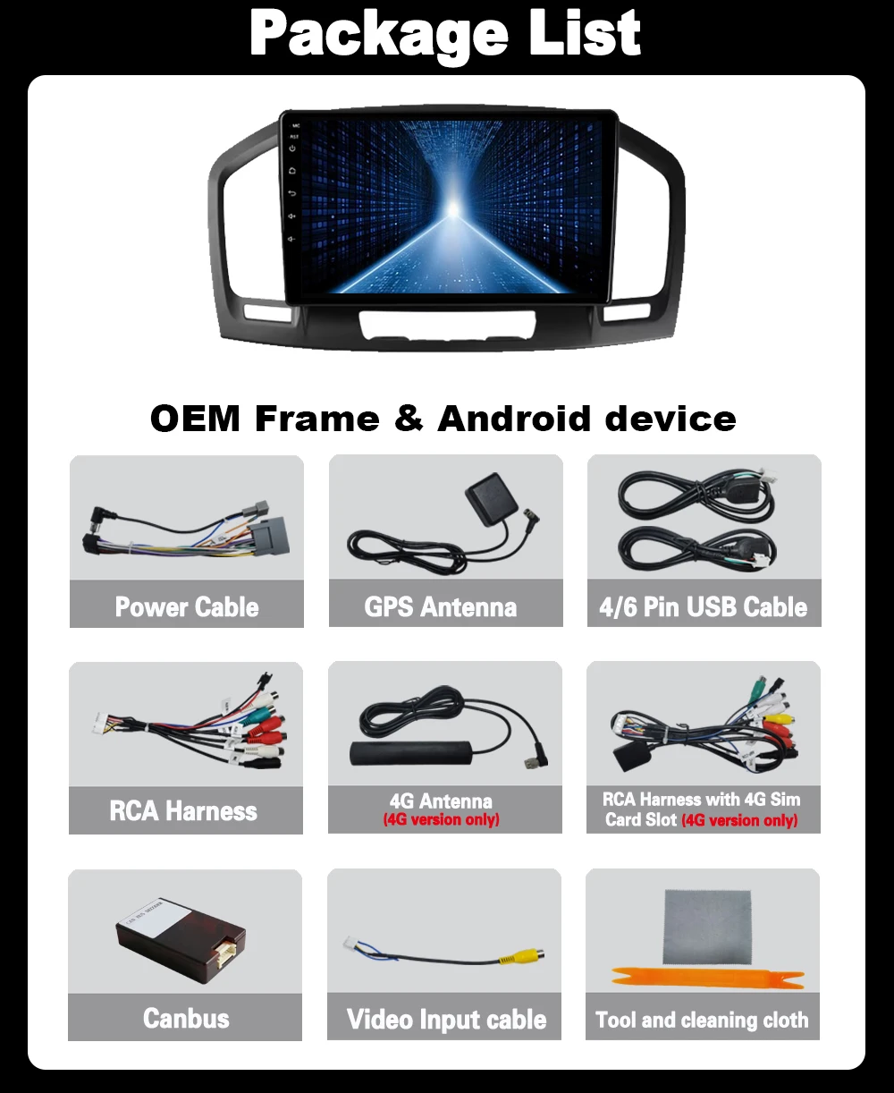 Android 14 Autoradio Lettore Multimediale di Navigazione GPS QLED Schermo Carplay 4G DSP Per Buick Regal Per Opel Insignia 1 2009 - 2013