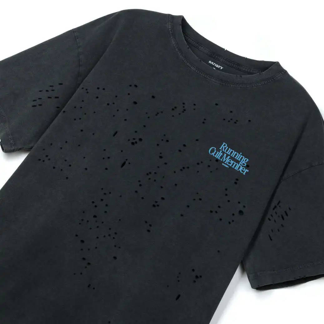 Limited Edition SATISFY 10th Anniversary Retro Fashion Splashed Ink round Neck Print Black Hole Short Sleeve T-Shirt Unisex