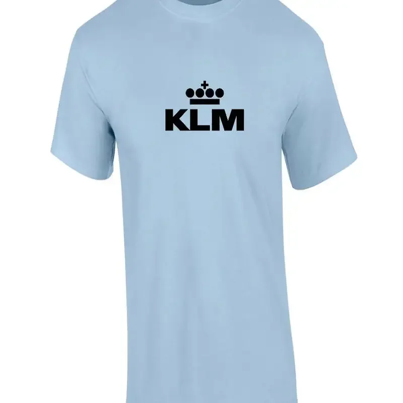 KLM Black Retro Logo T-Shirt Dutch Airline Aviation Geek Himmelblaue Baumwolle