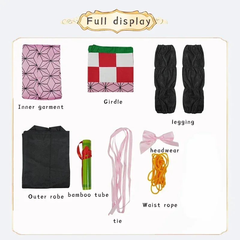 كامادو Nezuko تأثيري حلي انمي ياباني كرنفال حفلة الكبار موحدة فتاة هالوين زي للأطفال الأطفال