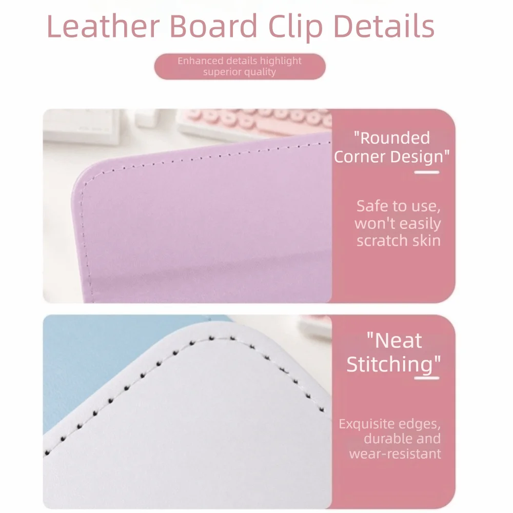 A4 size Leather Clipboard Magnetic Closure Widening Design A4 Clipboard Contrast Color Double Clip Test Paper Holder Office Use