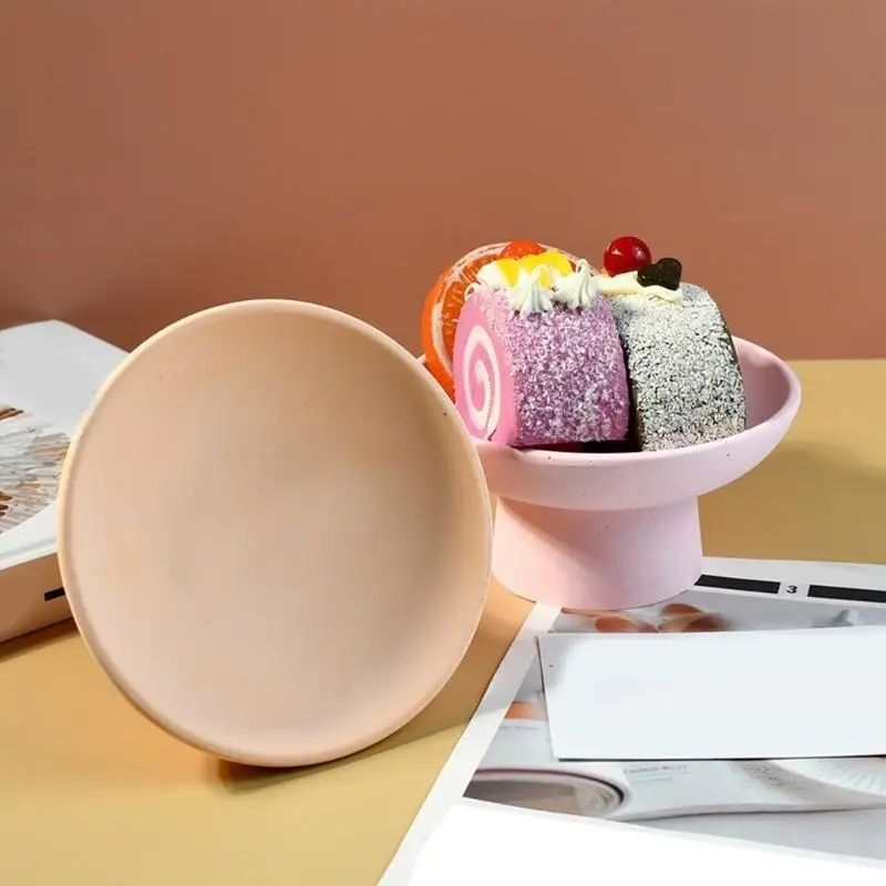 31BB Easy Demold Silicone Mold for Footed Fruit Bowl Unique Tableware Making Mould