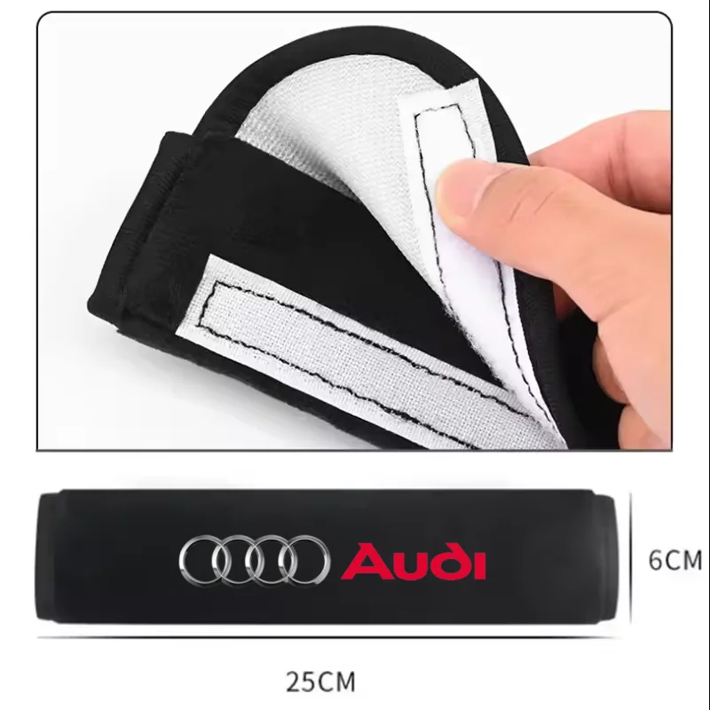 Car seat belt leather Shoulder Protector Safety Belt 2pcs for audi sport RS A1 A3 A4 B7 B8 A5 A6 A7 A8 Q3 Q5 Q7 Q8 TT view 6