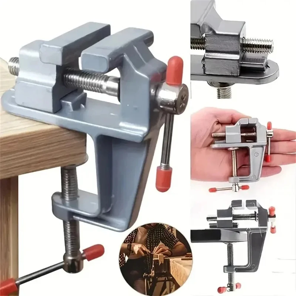 Compact Aluminum Table Vise  Micro Bench Clamp with Flat Jaws  Perfect for Hobbyists, Jewelry Making & Home Use