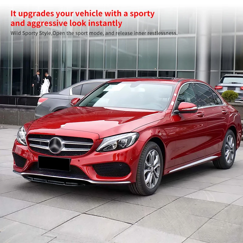 

Для Mercedes Benz C-Class W205 C180 C200 C300 2015-2018 украшение автомобиля передний бампер сплиттер губ комплект кузова спойлер подбородок пластина ABS