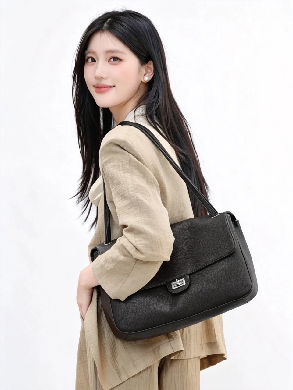 Designer-Umhängetaschen mit Klappe und Verschluss für Damen, luxuriöse, weiche PU-Leder-Crossbody-Tasche, klassische Vintage-Damen-Messenger-Tasche 2026 – Detail 10