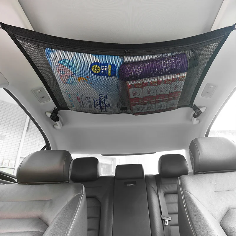 SUV Auto Dach Cargo Net Lagerung Tasche Atmungsaktive Mesh Decke Organizer Starke Tragende Platzsparende Innen Zubehör Fit – Detail 4