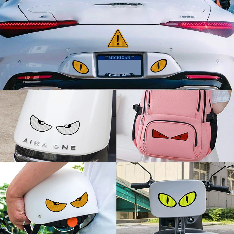 Creative Evil Eyes Pattern Night Driving Safety Decals for Auto Truck Motorcycle Helmet Sticker Safety Warning Tape Reflector