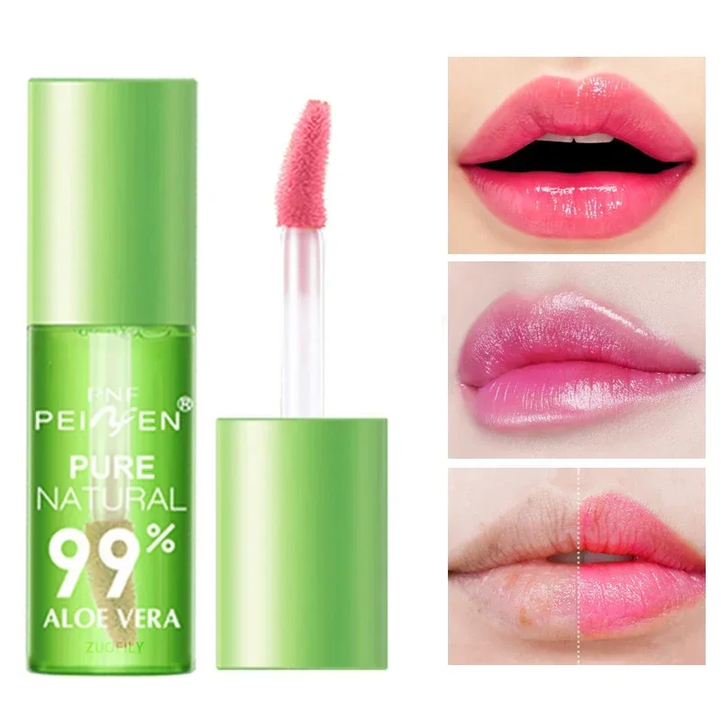 1PCS Moisturizing Natural Aloe Essence Lip Gloss Changable Color Portable Waterproof Long Lasting Nutritious Lips Care Lipstick