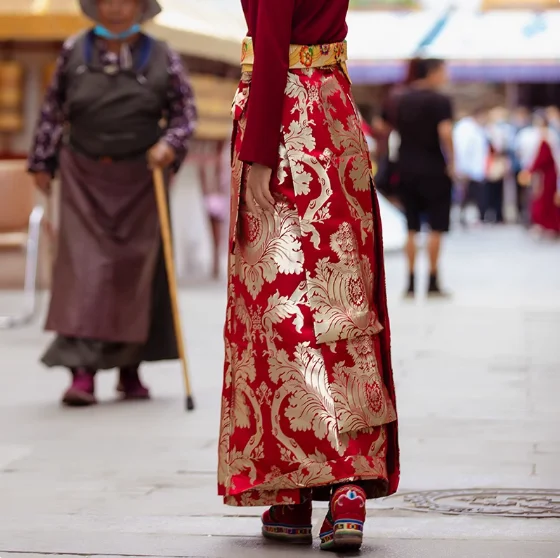 

Chinese Xizang Women Wrapped Skirt Guozhuang Skirt Shirt