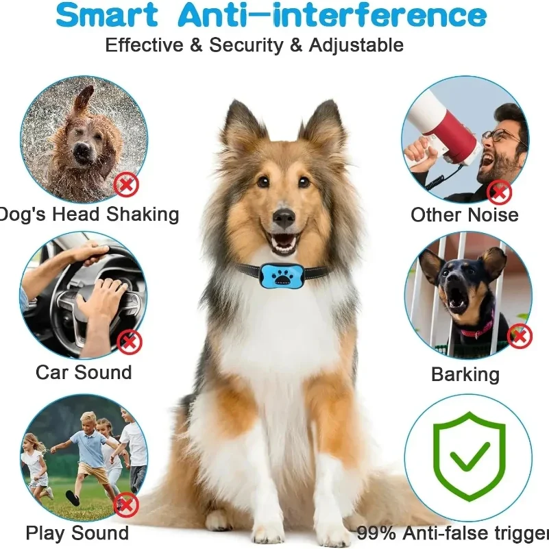 Pet Dog Anti Barking Device USB Rechargeable Dogs Training Collar Ultrasonic Stop Barking Vibration Anti Bark Collar view 5