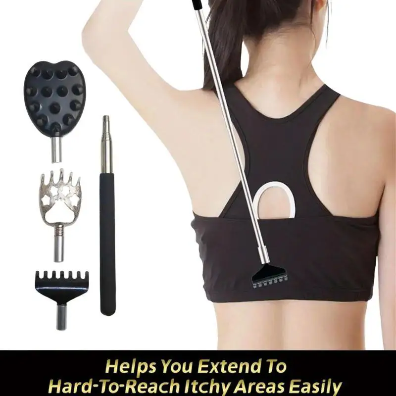 

3 In 1 Back Scratcher Telescopic Scratching Back Scratcher Massager Kit Scraper Extendable Telescoping Itch Massage Relaxation