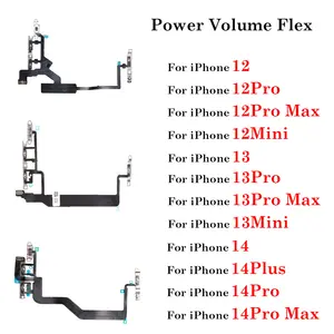 Bilashmart 1 iPhone 12 13 14 Plus Pro Max Mini Power On Off Volume Up Down Switch Side Button Key Ribbon Flex Cable