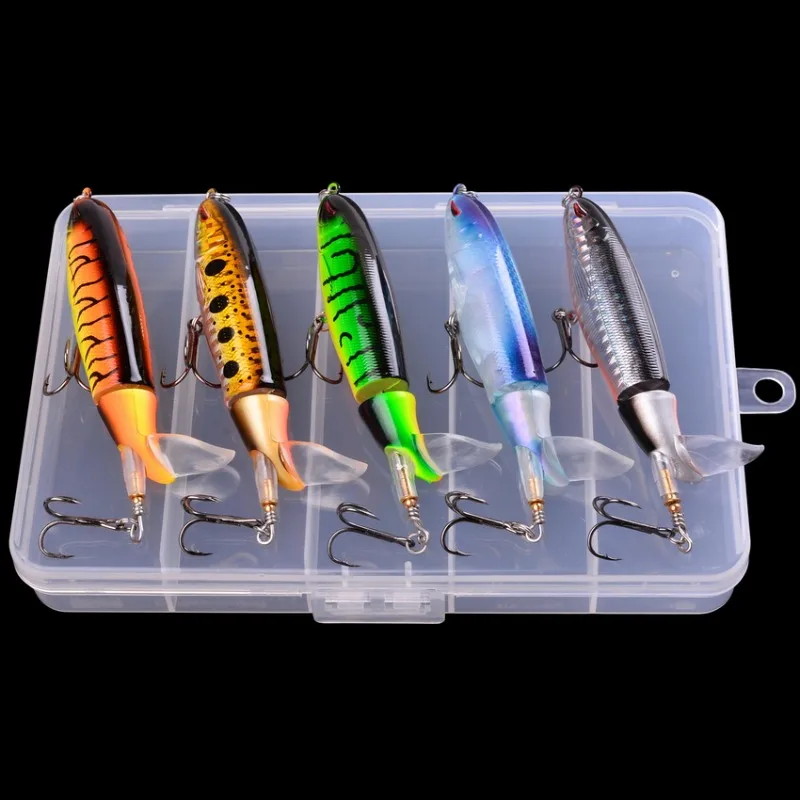 Topwater Fishing Lure Kit Whopper Popper Artificial Bait Hard Plopper Soft Rotating Tail Fishing Tackle Fishing Bait