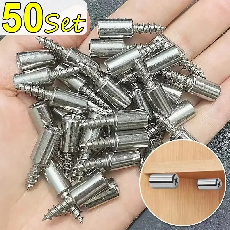 50Set Cross Self-tapping Screw with Rubber Sleeve Laminate Support Home Wardrobe Cabinet Glass Hard Nonslip Partition Nails