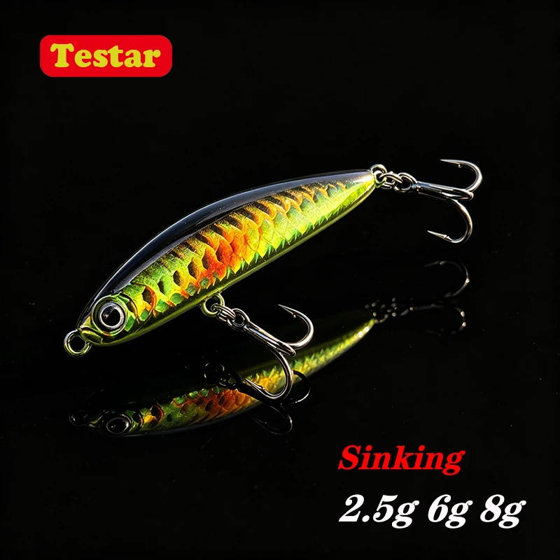 Testar Micro Sinking Pencil Bait 2.5g 6g 8g Hard Artificial Wobbler Stickbait Fishing Lure for Catfish Bass Pike Swimbaits