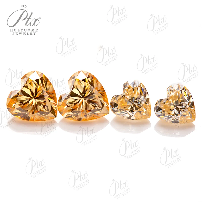 

Moissanite Brilliant Diamond Original Champagne Heart Shape VVS1 Loose Gemstone Beads For Women Jewelry Making Materials DIY