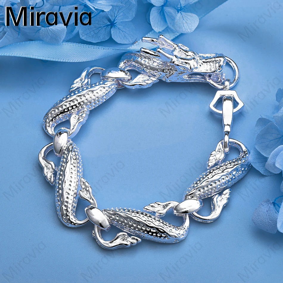 

Miravia 925 Sterling Silver Chinese Style White Dragon Bracelet Woman Charm Fashion Party Wedding Jewelry