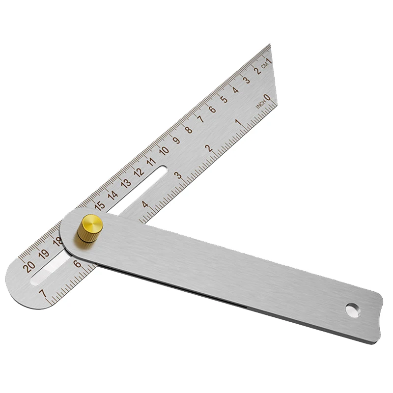 

1Pc Woodworking Scriber Ruler High Accuracy T-Shape Multi-Angle Scribing Tool Stainless steel Movable Angle Ruler