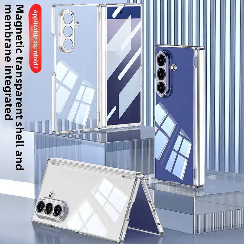 

For Samsung Galaxy Z Fold 7 Case Hard PC Transparent Slim middle hinge Film Protective Back Cover Case For Z fold7 Phone Shell