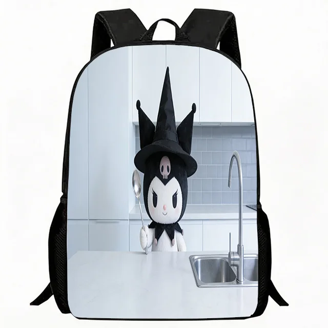 

Kids Bag Cute Kuromi Witch in Kitchen Print School Backpack Adjustable Breathable Children's Casual Daypack Lightweight Durable