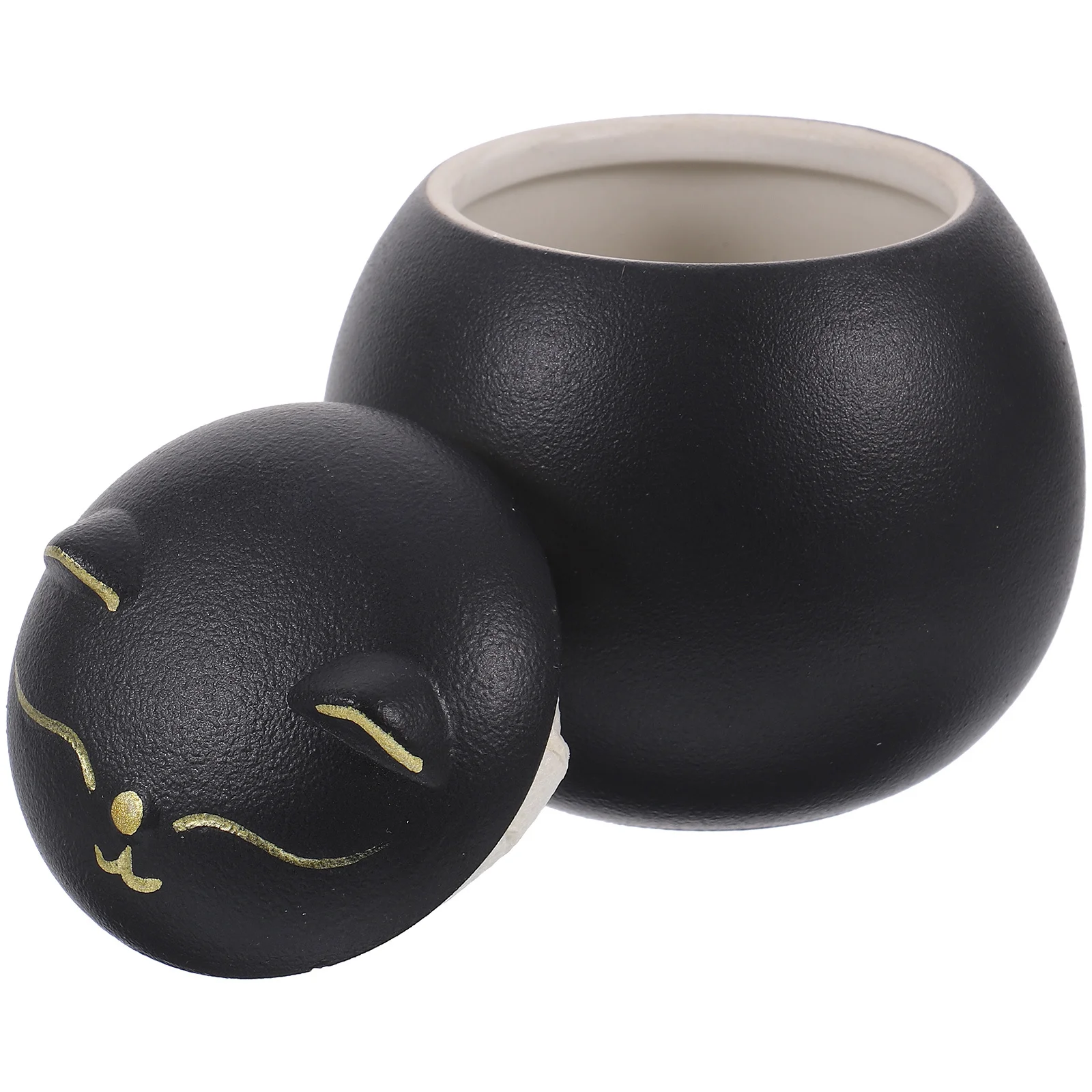 

Kitchen Storage Jars Small Ceramic Coffee Tea Sugar Canisters Black Bean Container